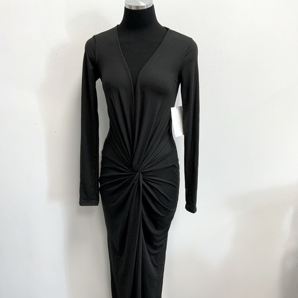 Abyss By Abby Dresses & Skirts - Maxi knot l/s gown with low neckline-black